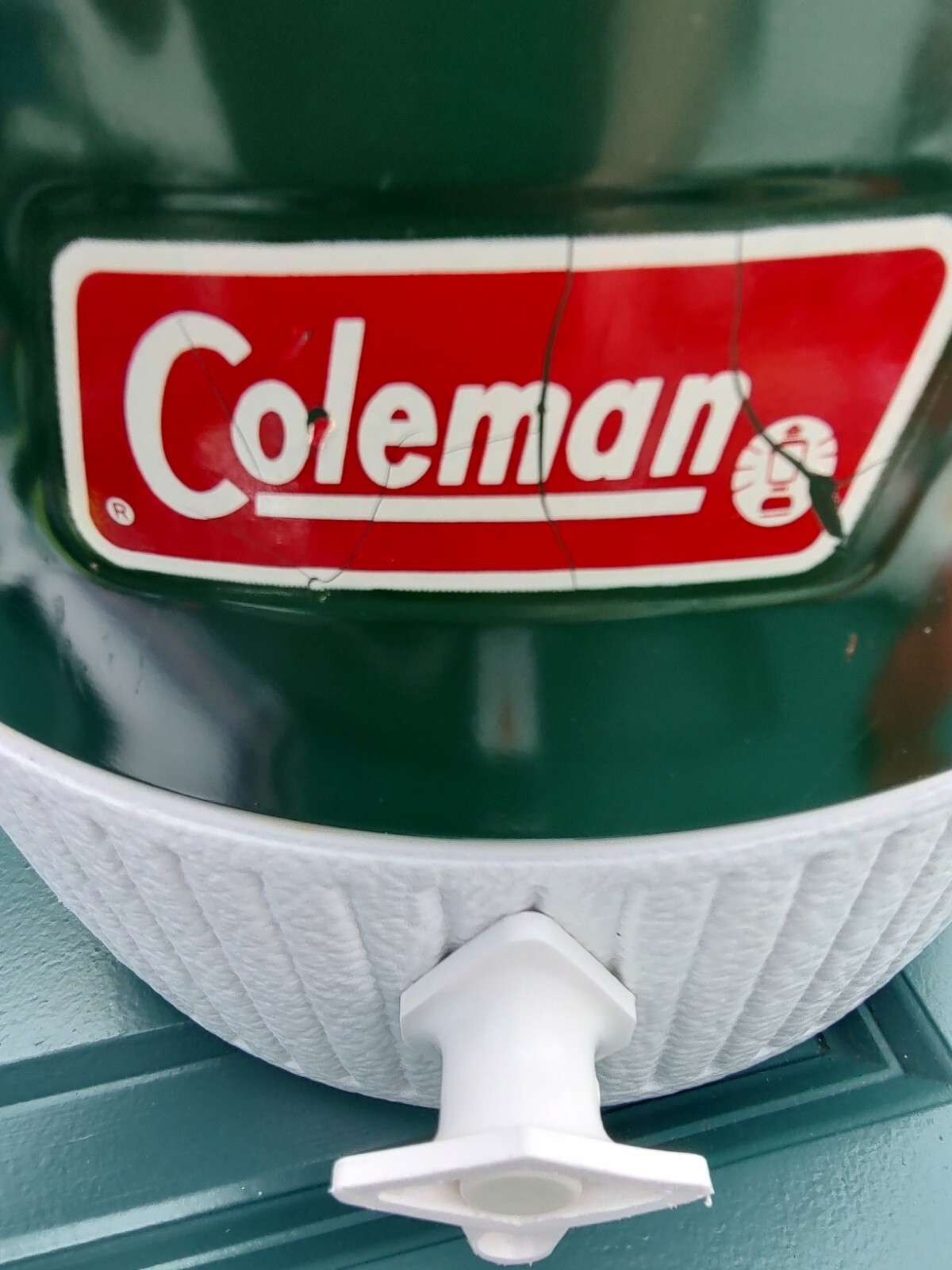 Coleman Water Jug Cooler Drink Dispenser Green White 1 Gallon Clean Cup