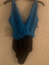 WOMENS NEW TURQUOISE AND BLACK SWIMSUIT - NWT SIZE 16 - GORGEOUS 