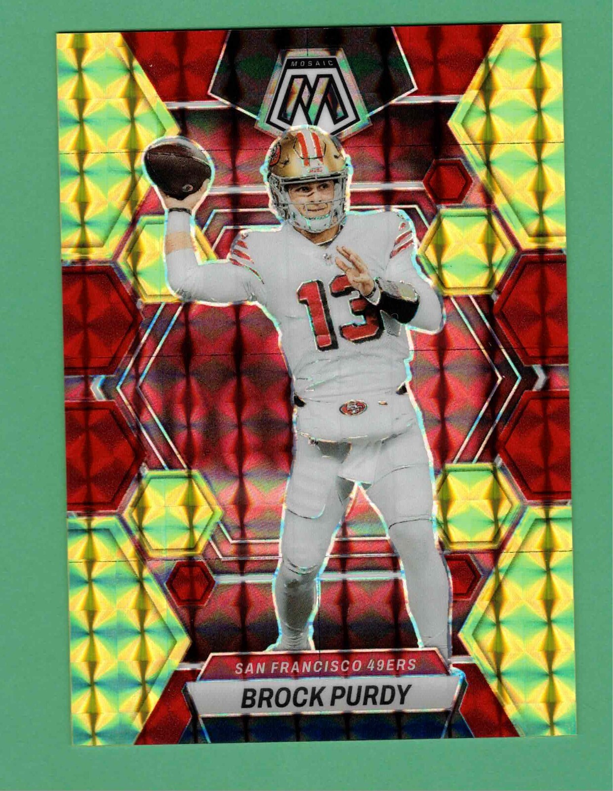 2023 PANINI MOSAIC BROCK PURDY FUSION RED & YELLOW PARALLEL 2/80 49ERS #211
