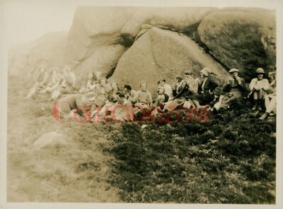 1915 Isle Of Arran hikers Rest At Beinn Bharrain Original Sepia photo 4x3 inches