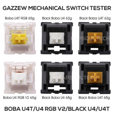 GAZZEW Mechanical Keyboard Switch Tester 6pcs Sample Pack Black Boba U4 U4T RGB