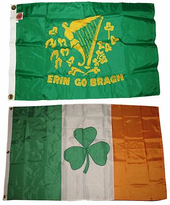 3x5 3'x5' Wholesale Combo Embroidered USA American & Erin Bragh 300D Nylon Flag