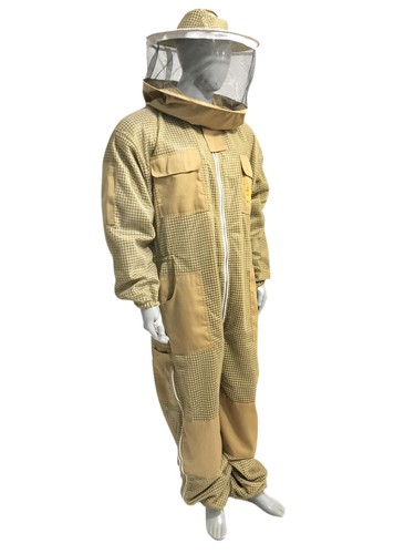 Massive Bee store Beekeeping ventilated suit with Round veil khaki Brass zipper - Picture 2 of 9