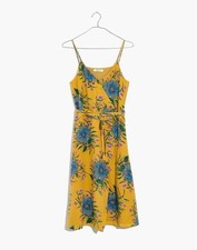 Madewell Women’s Silk Wrap Dress In Painted Blooms Size XL