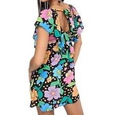 ASOS Festival Floral Multicolor Polka Dot Open Tie Back Mini Dress Women's US 14