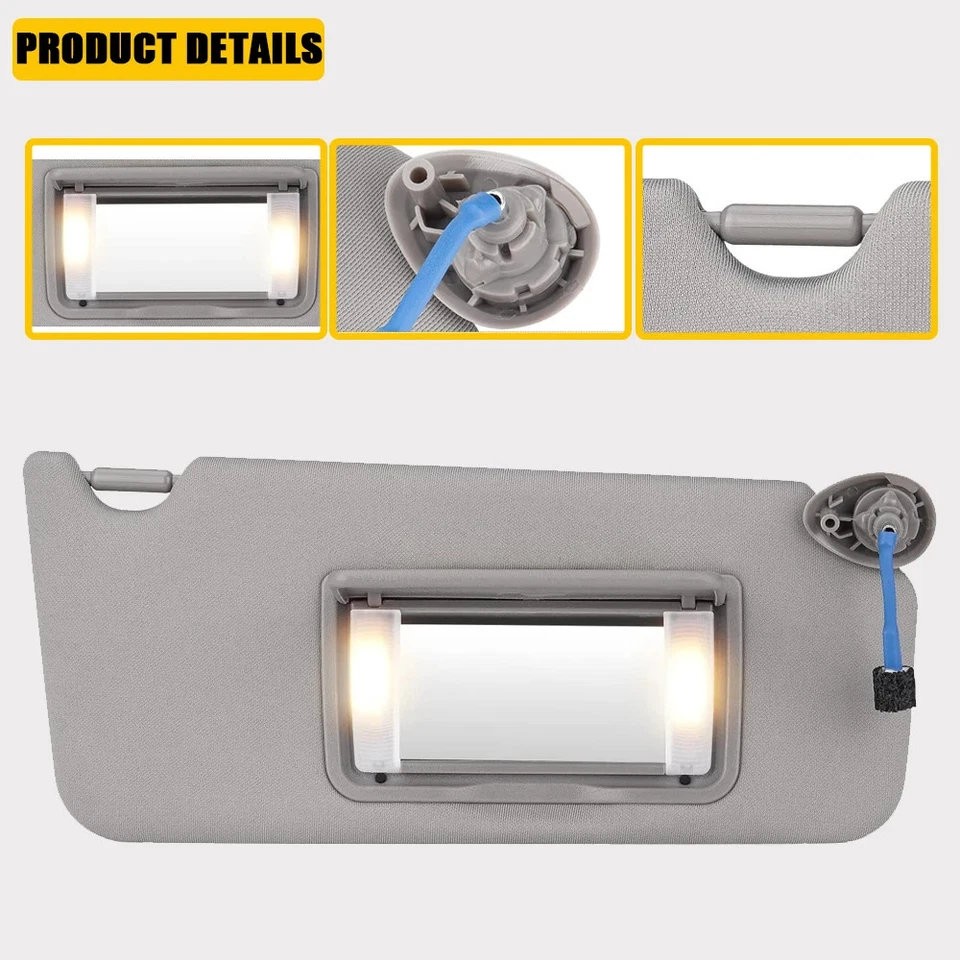 Left Driver Side Gray Sun Visor Sunshade For Honda Accord 2008-2012 - Изображение 2 из 4