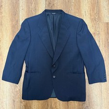 VTG 70s KuppenHeimer Wool Blazer Sport Coat Navy Blue USA Union Made Mens 42R