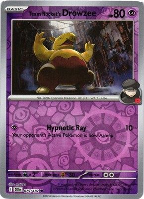 Pokémon TCG Team Rocket's Drowzee 079/182 Destined Rivals Reverse Holo NM