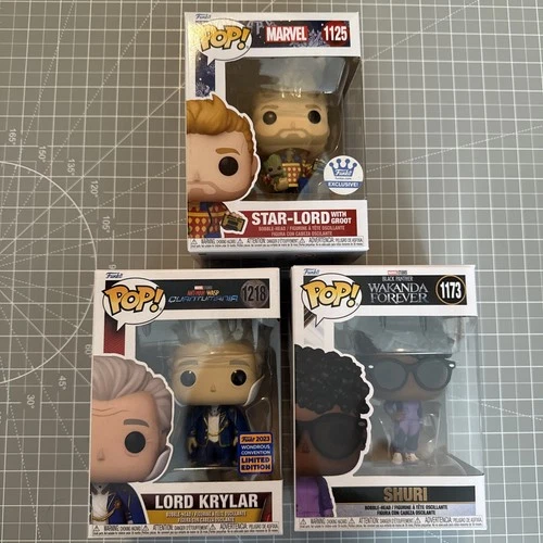 Marvel Funko POP Lot! - Lord Krylar  #1218 , Star-Lord #1125, Shuri #1173.