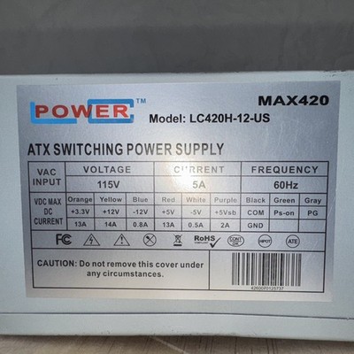 LC Power LC420H-12 ATX Switching Power Supply 4*SATA Netzteil 420W #NTX3