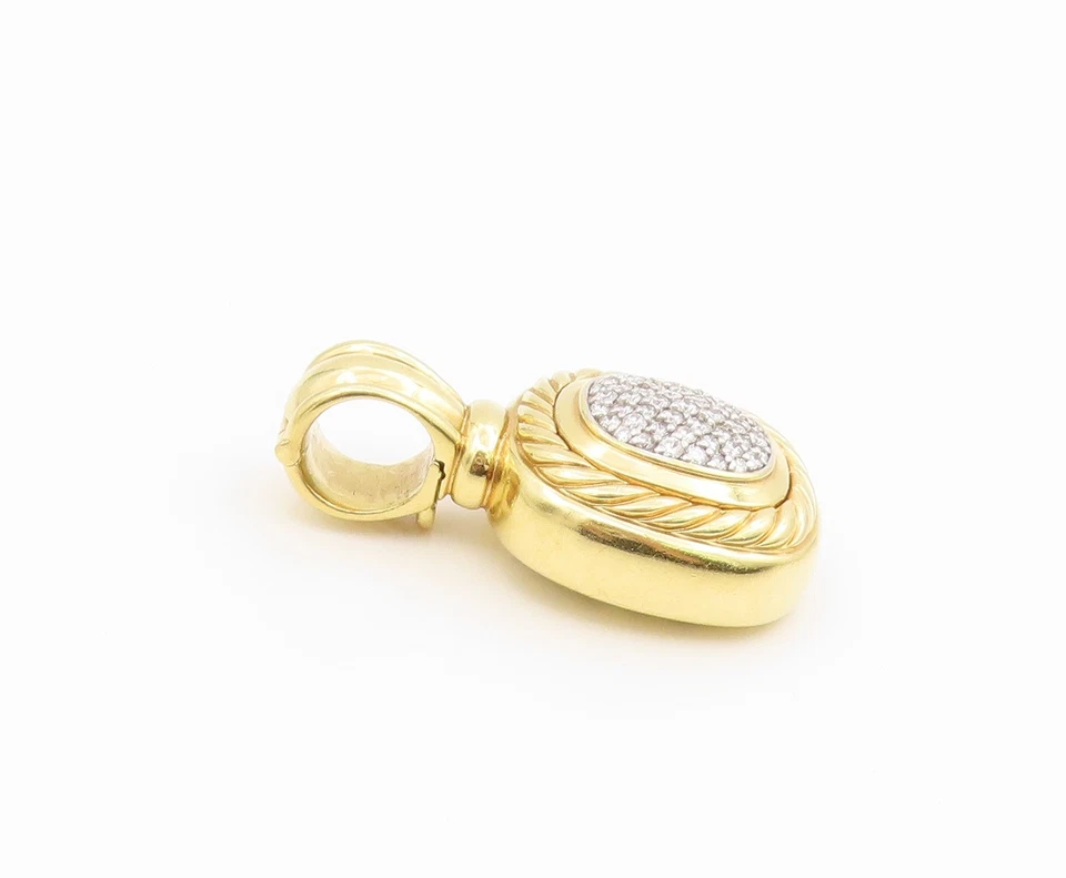Colgante vintage de oro de 18 quilates DAVID YURMAN diamantes reales cuerda retorcida encanto GP848 Foto 3 de 4