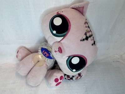 Hasbro Littlest Pet Shop VIP Cat Pink and Plaid Plush 2007 Kawaii 2000s LPS