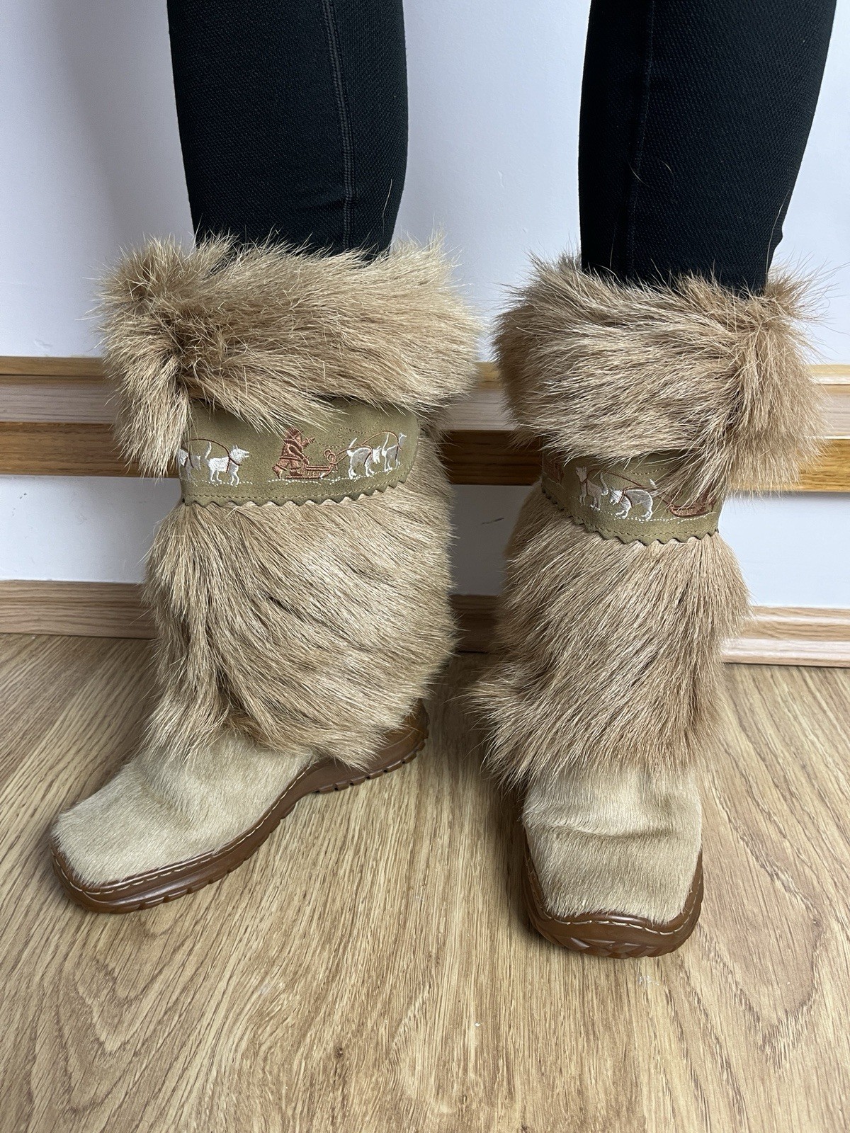 Botas de nieve deportivas Oscar de colección de piel de cabra italianas raras Apres Ski Yeti