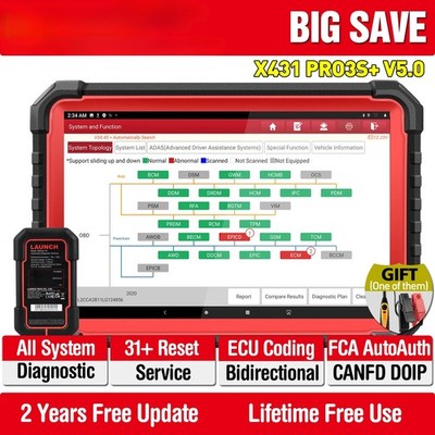  10.1'' Full System Car Diagnostic Tools ECU Coding Bidirectionnal Obd2 Scannner