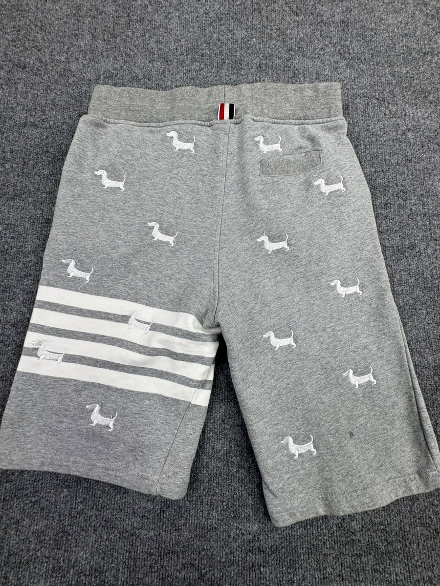 Thom Browne Shorts 4 Bar Grey Sweat Shorts Dog Print Made in Japan