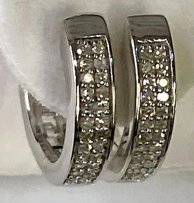 QVC Affinity Sterling Silver 0.50cttw White Diamond Reversible Hoop Earrings - Image 2 of 4