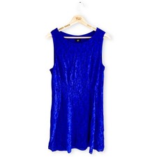 Ladies Blue Lace Sleeveless Lined Evening Party Occasion Dress Size 18