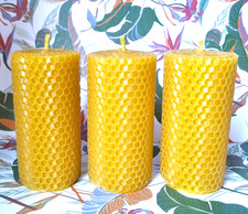 💥💥FLASH SALE!💥💥 ~ 3 x 100% ROLLED BEESWAX Pillar Candles ~ eco-friendly gift