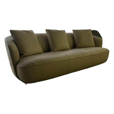Walter Knoll Sofa Ishino Elen Leder 1391 Linen Grün Sockel Schwarz Lackiert