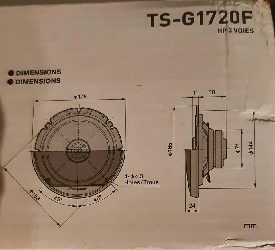 PIONEER Haut-parleurs TS-G1720F 17 cm 2 Voies 300 W Max - Photo 3/3