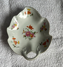 Gotha Porzellan Blattschale gebl&uuml;mt, mit Henkel, wei&szlig; - Vintage - Preis VB
