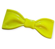 Vintage Mod Florescent Yellow French Bow Barrette, Hair Clip, Made in France
