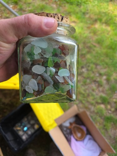 Jar Of Frosted Colored Glass Pieces