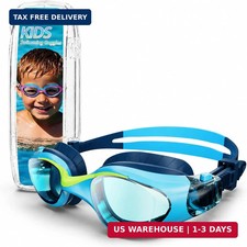 Kids Swim Goggles, Anti-Fog UV Protection, Leakproof Adjustable Strap Swimming G