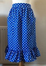 Frilly 'Royal Blue with White Spot' Vintage Style Half / Waist Apron/Pinny