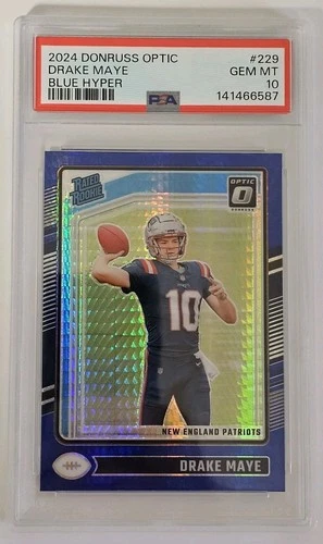 2024 Panini Optic Rated Rookie - Drake Maye RC #229 - Blue Hyper Prizm - PSA 10