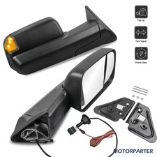 Set Tow Mirrors W Turn Signal Flip Up For 1994-1997 Dodge Ram 1500 2500 3500