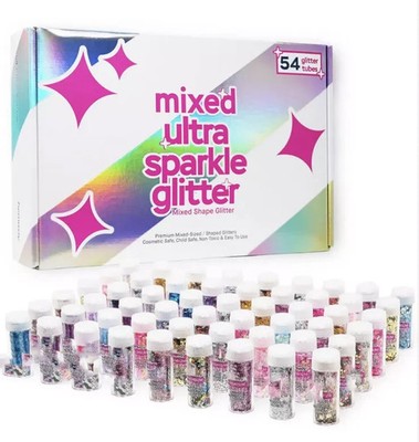 54x Glitzertuben verschiedene Farben Shaker Töpfe Kunst Epoxid Kosmetik Ultra Sparkle