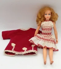 Vintage 1970 Dramatic New Living Skipper Doll Lashes #1117 W/ Home Made Clothing
