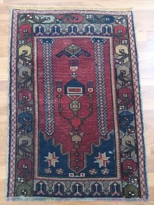 Antique Prayer Rug, Columnar Geometric Caucasian Rug, İnterior design rug xv