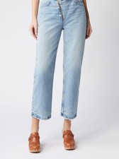 Frame Le Jane Crop Angled Zipper Straight Leg Jeans Size 28