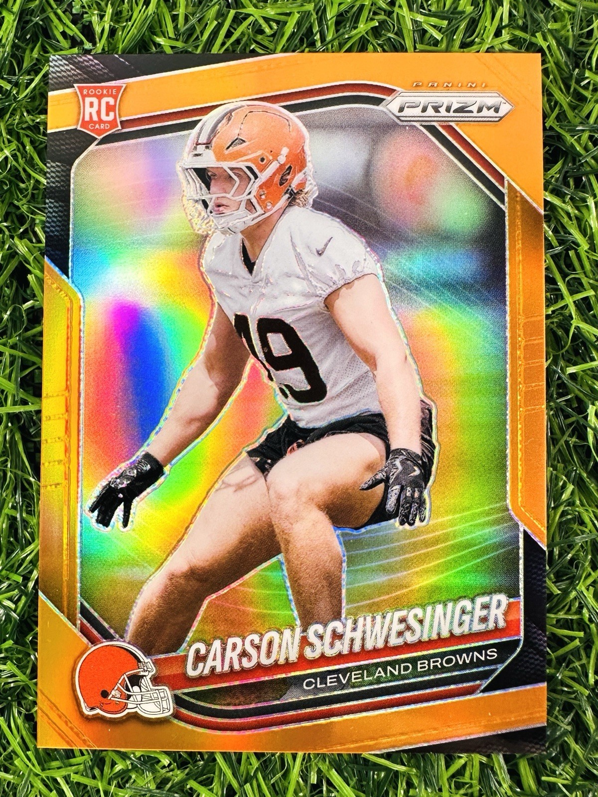 Carson Schwesinger 2025 Panini Prizm #384 Orange Prizm /249 (RC) Browns