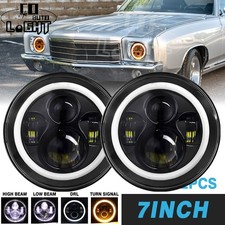 Pair 7 Projector Led Headlights Halo Drl Hilo For Chevy Monte Carlo 1970-1975