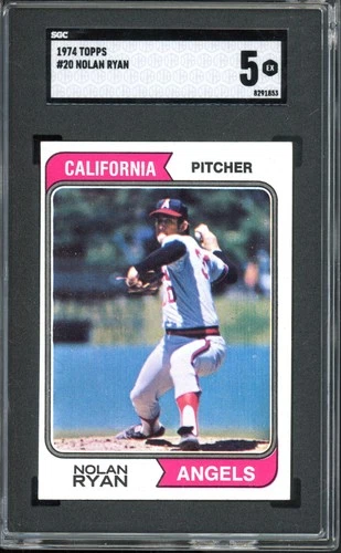 1974 Topps #20 Nolan Ryan SGC 5 Vintage HOF Baseball Card (1853)