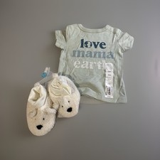 Carter  s Baby Girl 3 Month Lot Of 4 Pieces- Slippers, Tshirt, Top  Legging