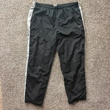 Nike Vintage Windbreaker Track Pants Mens XL Black Silver Mesh Lined Y2K Flawed