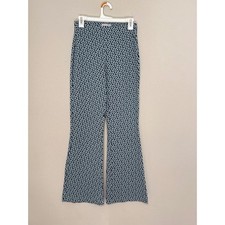 Urban Outfitters Women's Medium Flare Knit Pants Blue Geometric Bohemian Stretch