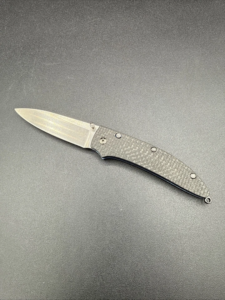 Cuchillo plegable pequeño de fibra de carbono Shoki Nak-Lok Nakamura M390 hecho en banco 480-1 Foto 2 de 4