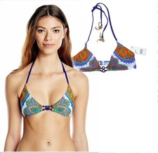 Nwt TRINA TURK Womens 8 White PACIFIC PAISLEY TRIANGLE BIKINI TOP 98