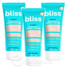 (3-PACK) BLISS Cloud 9 Nourishing Hand Cream Lotion Shea - ALMOND MILK VANILLA