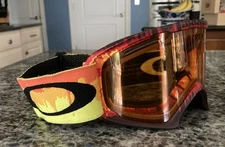 Oakley Red Orange Yellow Snow Ski Goggles Amber Lenses
