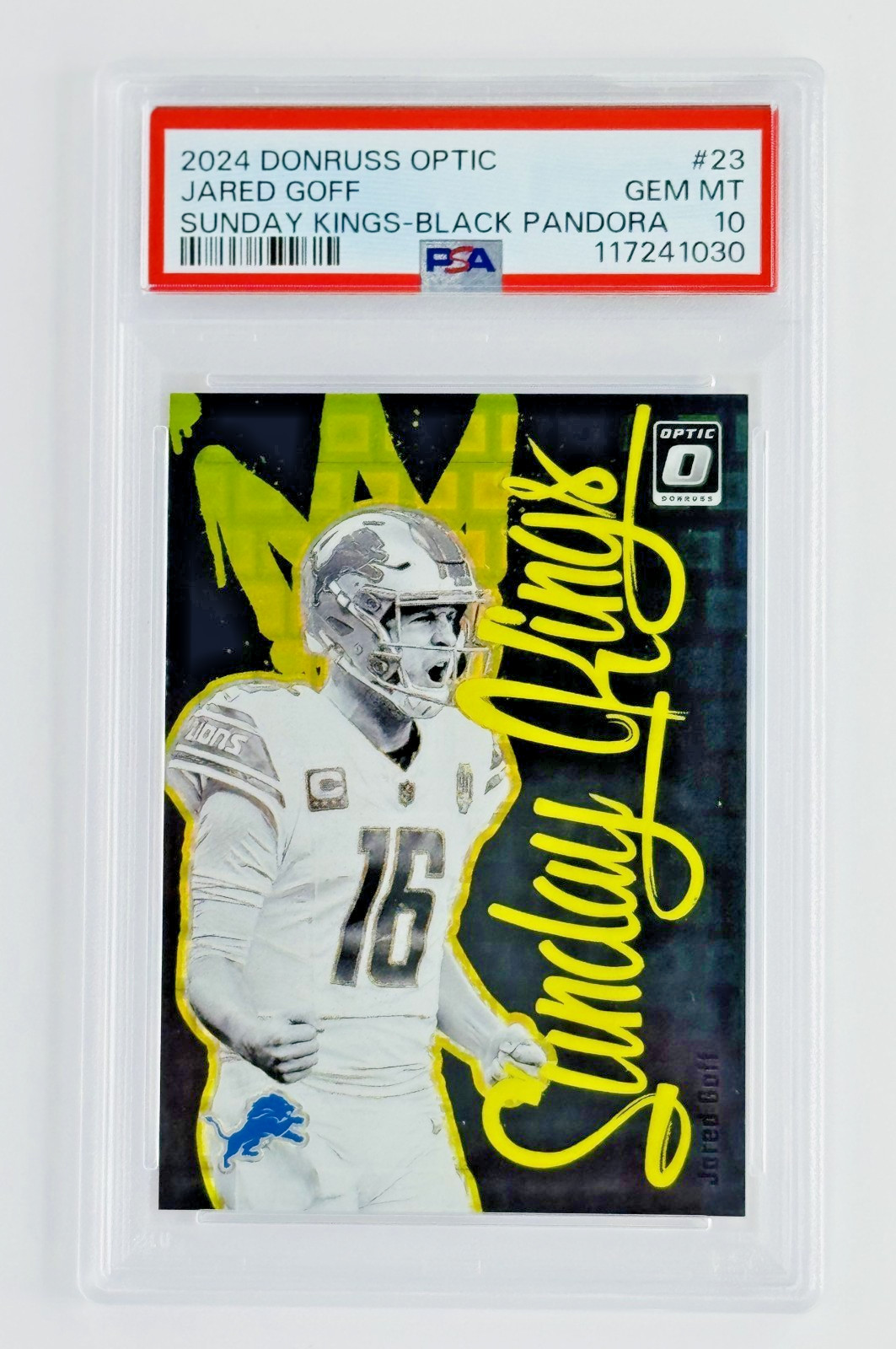 2024 Donruss Optic Jared Goff Black Pandora Sunday Kings PSA 10 SSP /25 🔥