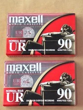 Maxell Normal Bias UR 90 Minute Blank Audio Cassette Tapes Lot of 2 New Sealed