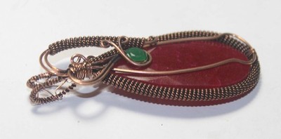 Wire Warp Copper Onyx Oval Shape Handmade Gemstone Pendant Jewelry Size 3 Inches