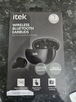 Wireless Earbuds by iTek Charging Case, Bluetooth, 5V, Black
