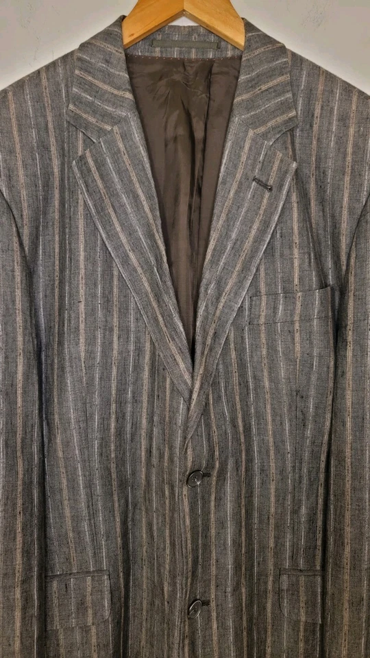 Paul Stuart Men's 44R Linen Cotton Blazer Sport Coat Suit Jacket VTG Striped New - Image 4 of 4